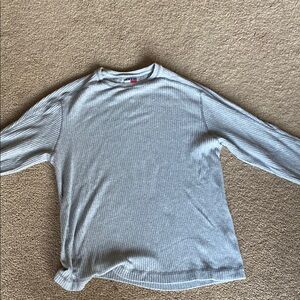 Gray Long Sleeve Ribbed Top